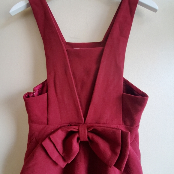 Vintage Unique wine dress with bow, medium, fully lined - Picture 3 of 11